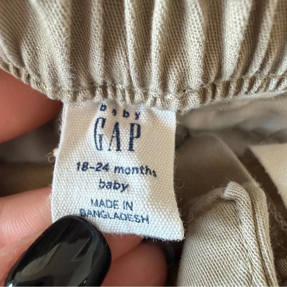 Baby Gap Baby Toddler Boys 18-24M Khaki Teddy Bear Logo Print Pants Trousers‎